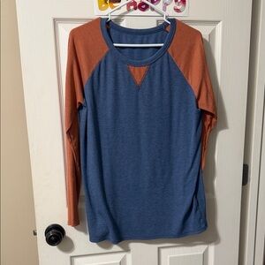 Old Navy Two-Tone Blue and Rust Long Sleeve Tee